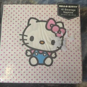 Hello Kitty White & Pink Polka Dot Beverage Napkins with Blue Outfit Pack of 40.